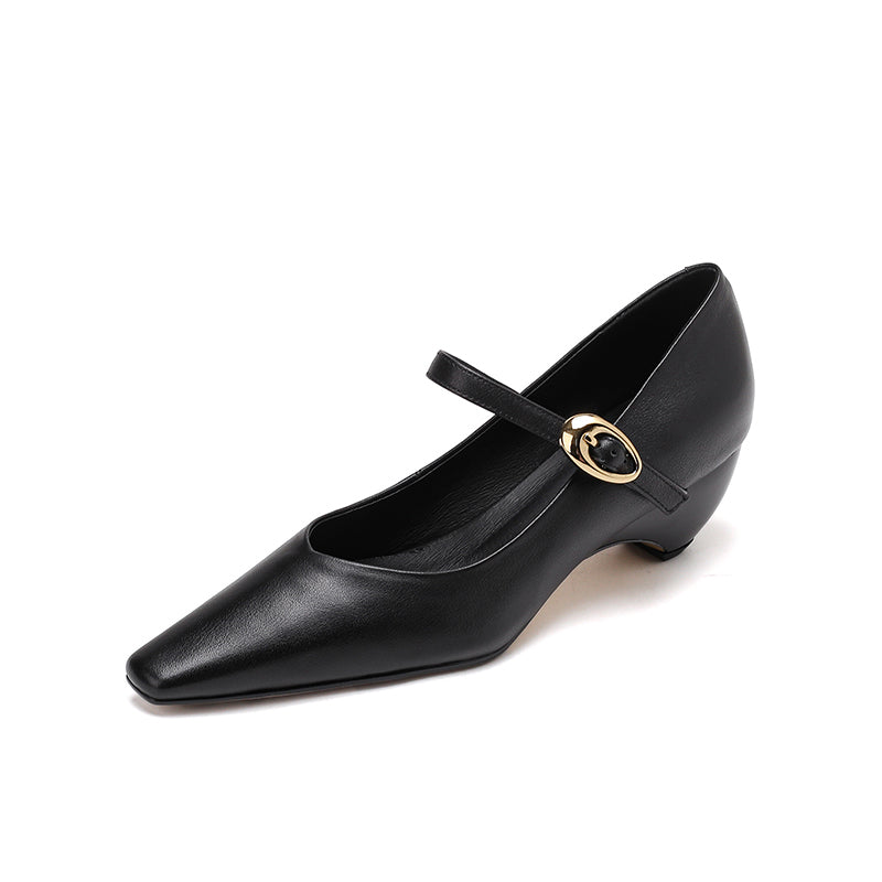 Aiertu  Spring Autumn Genuine Leather Mary Janes Pumps Retro Women Square Toe High Heel Casual Pumps Young Ladies Daily Walk Shoes Aiertu