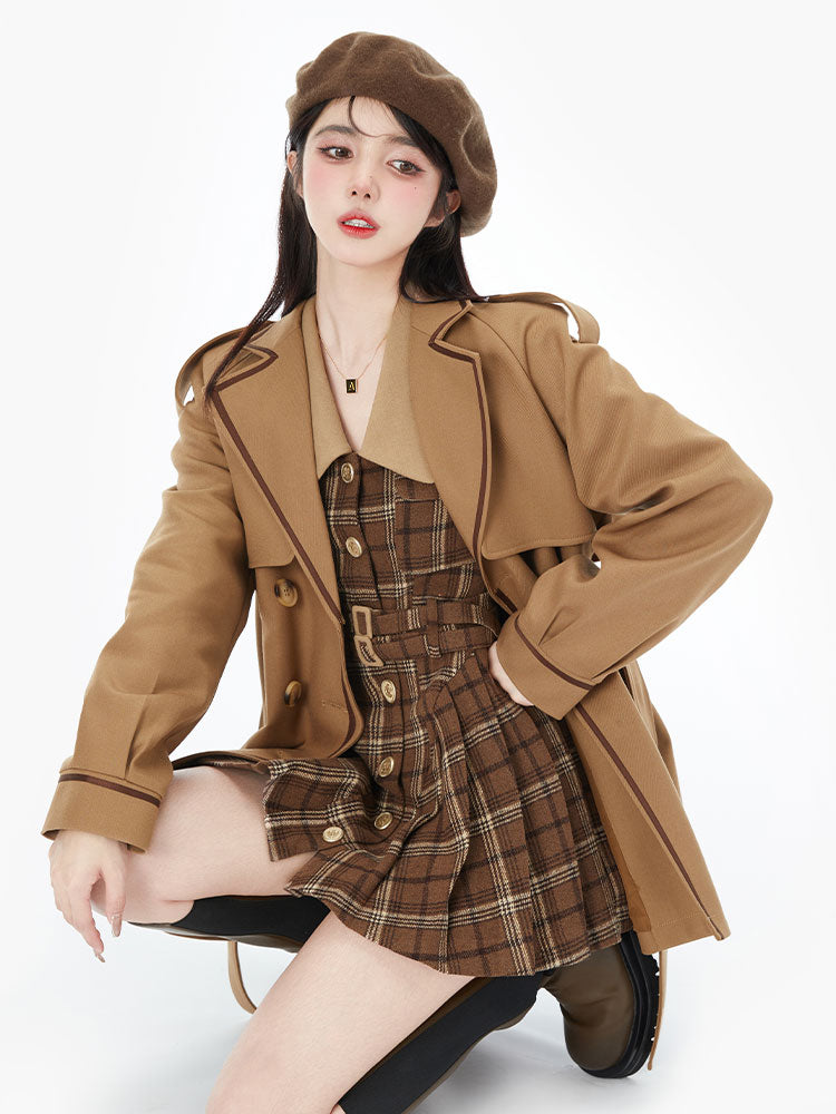 Aiertu  France Vintage Party Mini Dresses Women Korean Style Elegant Pleated Dress Female Warm Sweet Retro Dress Coat Autumn Winter Aiertu