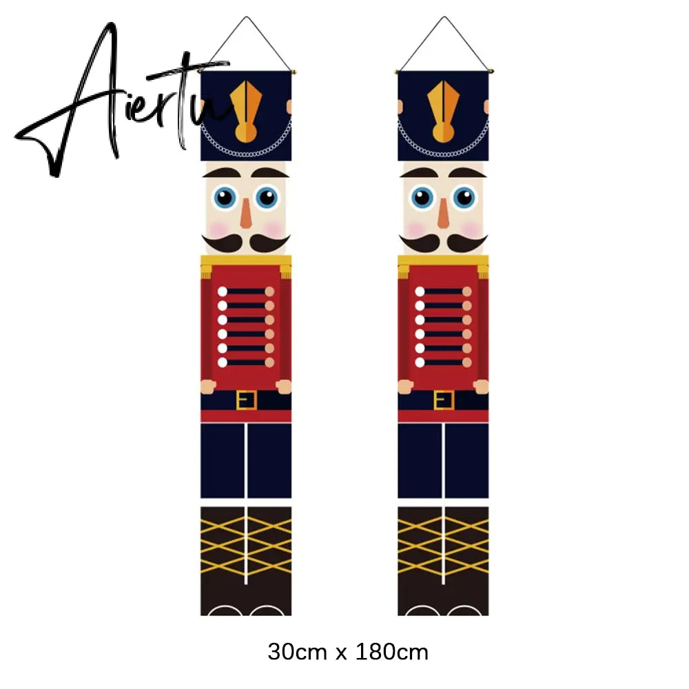 2Pcs/set Chritmas Door Banner Ornaments Merry X-Mas Snowman Santa Claus Letter Christmas Tree Pendant Drop Ornaments Party Decor Aiertu