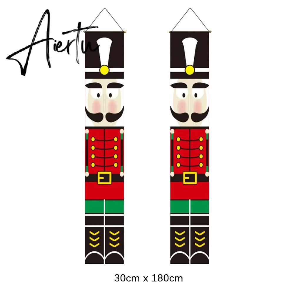 2Pcs/set Chritmas Door Banner Ornaments Merry X-Mas Snowman Santa Claus Letter Christmas Tree Pendant Drop Ornaments Party Decor Aiertu
