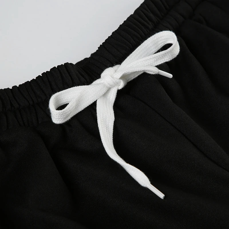 Aiertu  Streetwear Stripe Spliced Autumn Sweatpants Women Trousers Sporty Casual Elastic Waist Homewear Pants Straight Bottom Aiertu