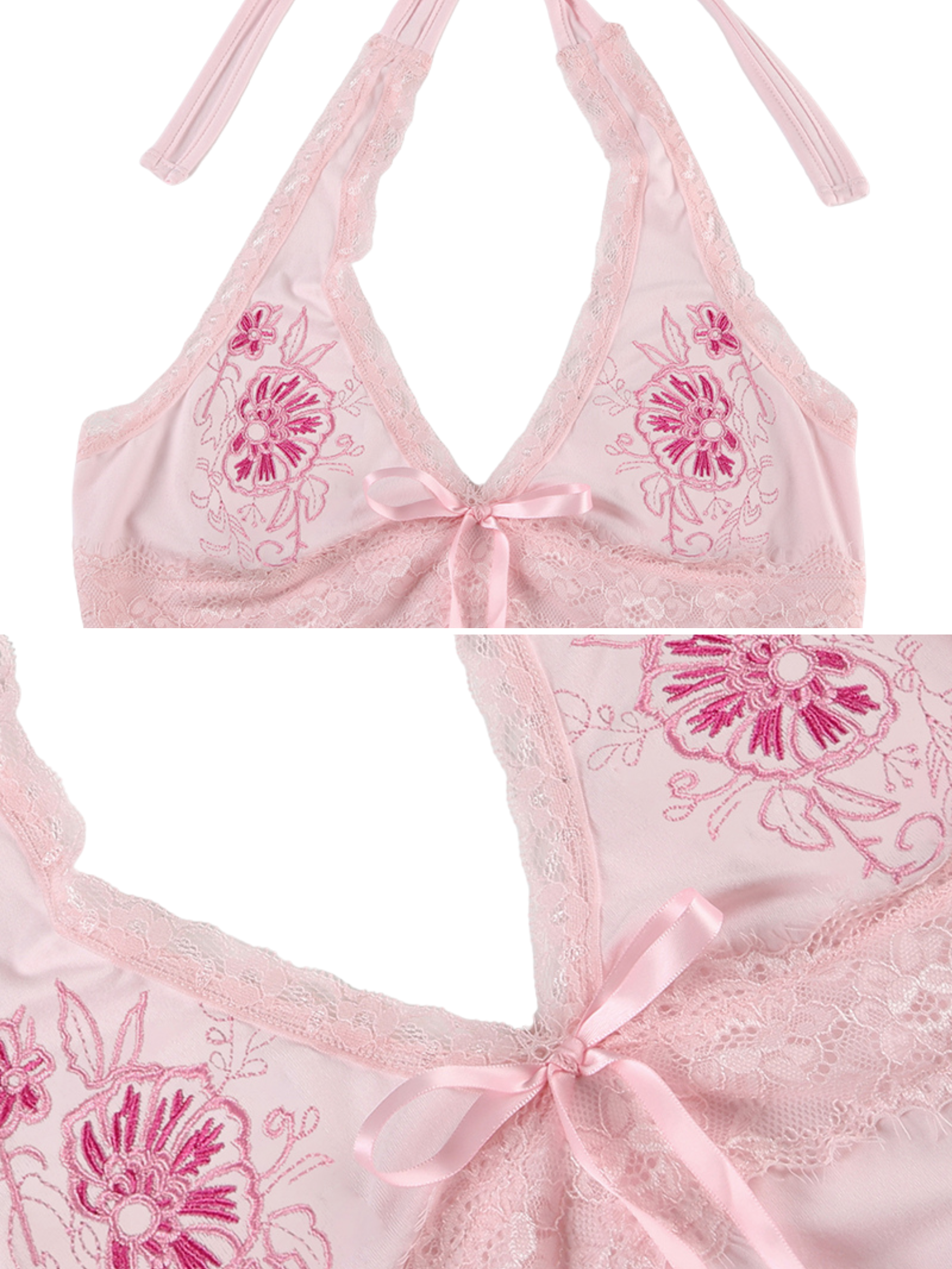 Aiertu  -Dilynn Lace Detail Halter Top aiertu