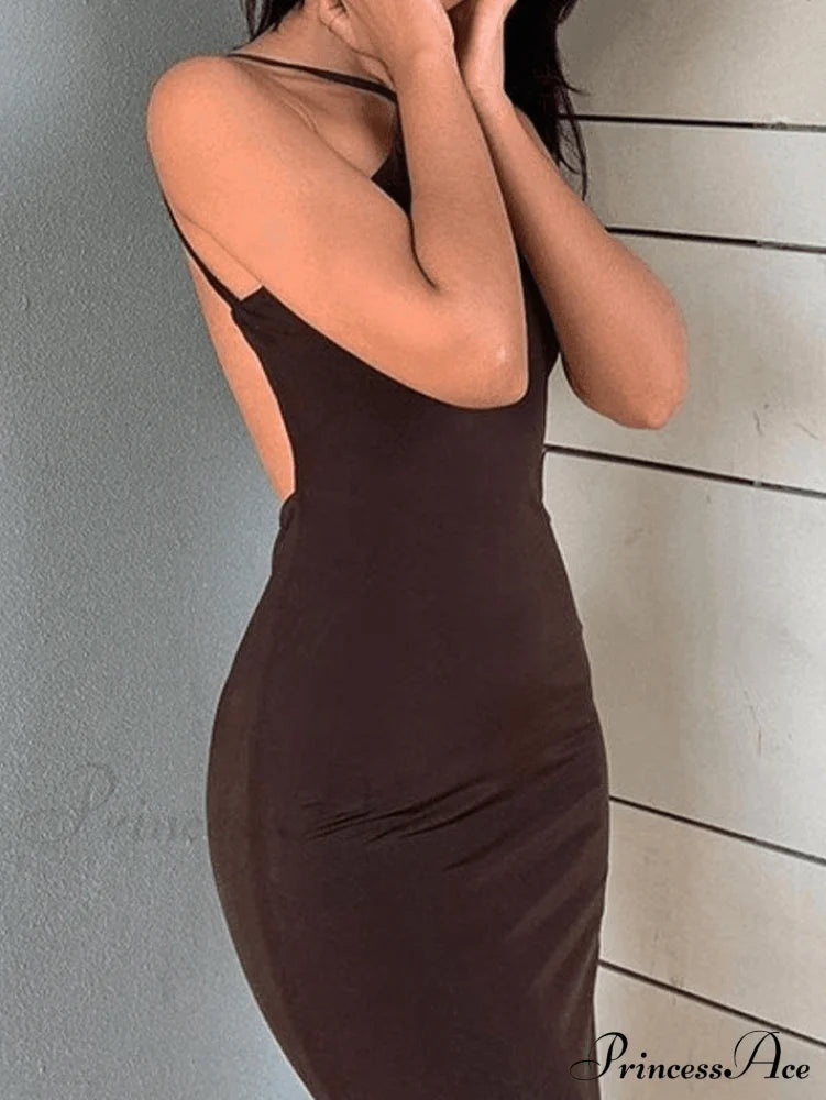 Aiertu  Bodycon Sleeveless Graceful Midi Dress Aiertu