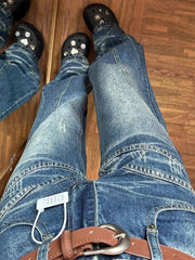 Aiertu  -  Y2K Fashion Blue Simple Casual Straight Jeans Woman Autumn Retro Streetwear Washed Loose Harajuku Street Straight Jeans Aiertu