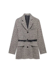 Aiertu  -  Women Fashion With Bely Single Breasted  Blazer Vintage Notched Neck Long Sleeves Female Chic Lady Outfits Aiertu