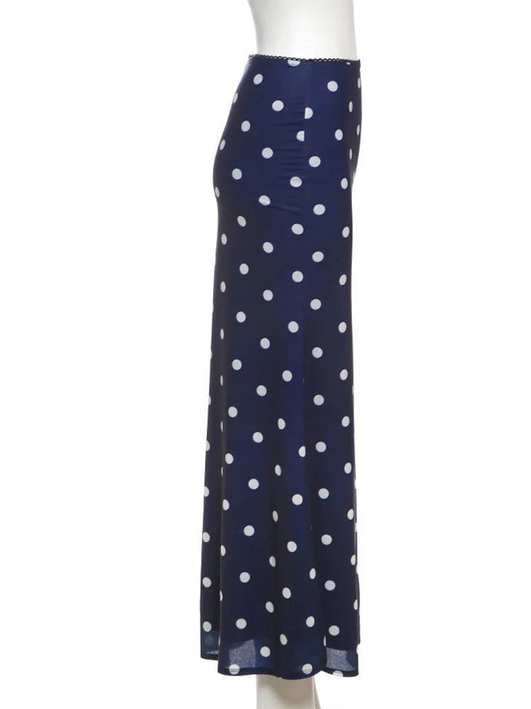 Aiertu  -  Sexy Polka Dot Print 2-Piece Set Women Halter Bandage Halter Backless Sleeveless Mini Tops+Straight Skirt Matching Suit Aiertu