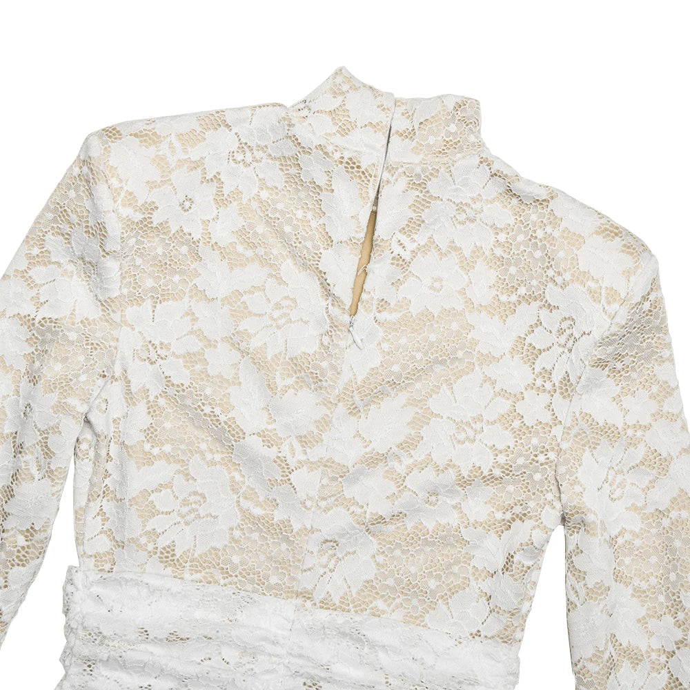 Aiertu  -  Temperament Long Sleeved Lace Patchwork Playsuit Women Fashion Round Neck Lace Up Tight Jumpsuit Summer New Rompers 2026 Aiertu