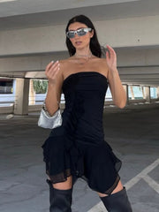 Aiertu  -Ramiyah Mesh Splicing Tube Dress aiertu