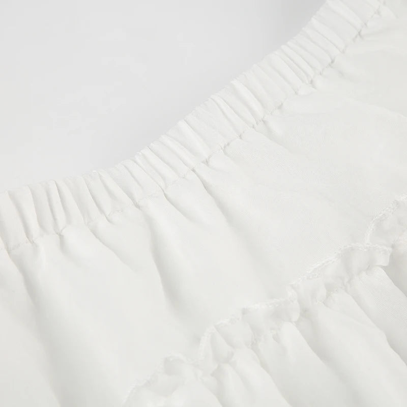 Aiertu  Holidays Chic White Summer Mini Skirt Folds Ruched Solid Fashion A-Line Women's Skirts Beach Hottie Bottoms Coquette Aiertu