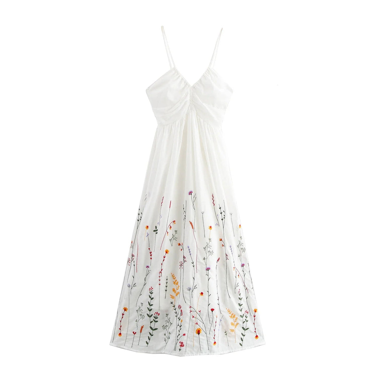 Aiertu  -  Autumn New Women's Clothing European And American Style Fashionable Simple Waist Cinching Flower Embroidery Suspender Dress Aiertu