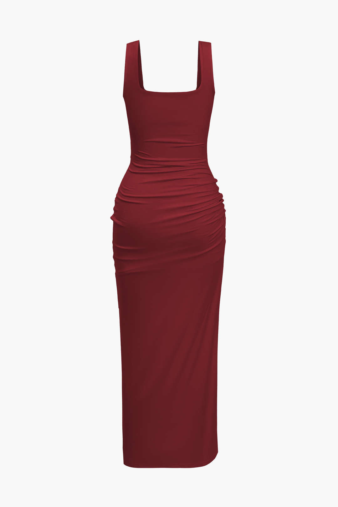 Aiertu  Solid Twist Front Cut Out Slit Midi Dress Aiertu