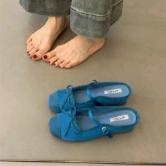 Aiertu  -  Women's Bow Toe Half Slippers Summer Non-Slip Inner Heightening Mary Jane Shoes for Women Soft Soled Breathable Sandals Slippers Aiertu