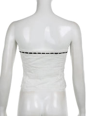 Aiertu  Sweet Bow Cropped Tube Tops Slim Lace Trim Slash Neck Sleeveless Tank Tops Women 2025 Summer Fashion Streetwear Ladies Aiertu