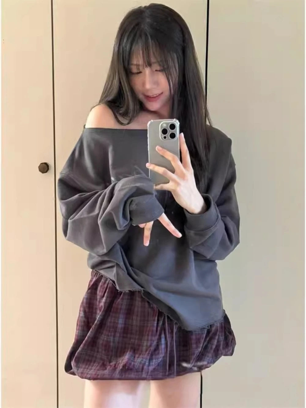 Aiertu  -  Spice Girls Streetwear Casual Letter Printed Slanted Shoulder Long Sleeved Sweatshirt + Slim Fit Pumpkin Skirt 2 Pcs Women Suits Aiertu