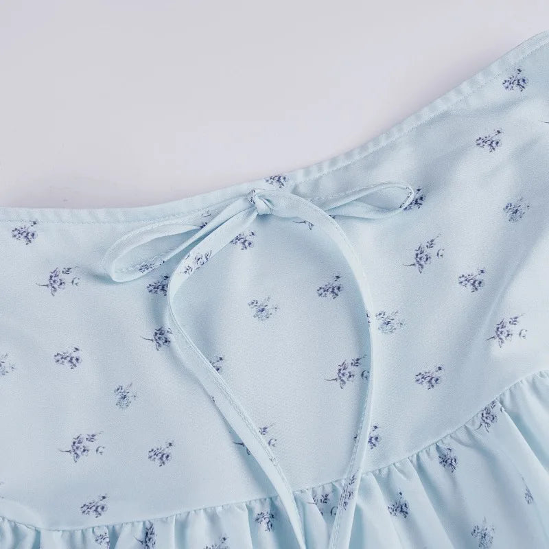 Aiertu  -  Floral Print Two Piece Set Woman Smocked Crop Top and Long Skirts Sets Shoujo Girl Style Vacation Outfits P67-GZ41 Aiertu