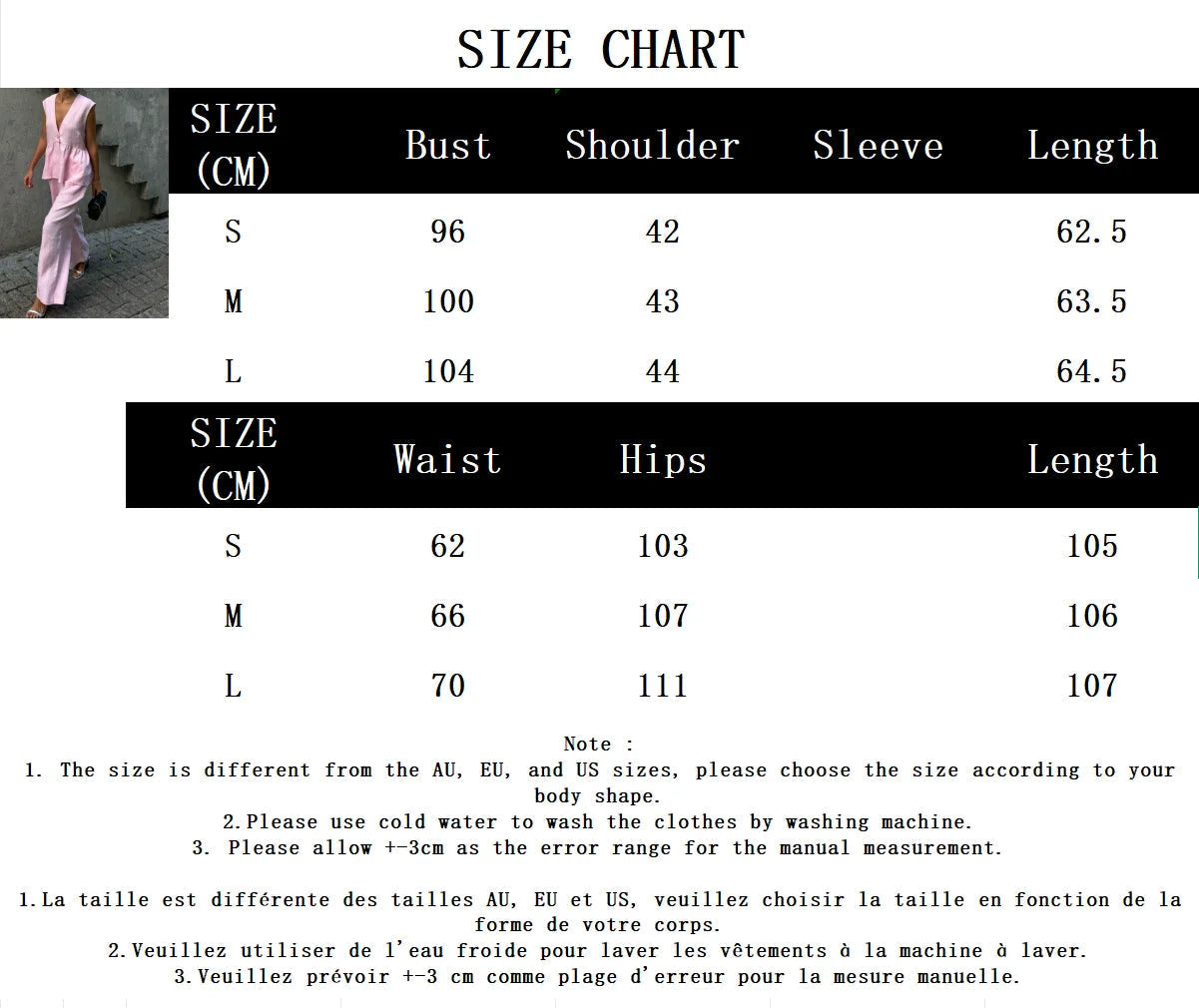Aiertu  -  Pink V Neck Vest Two-piece Set Women Summer Single Breasted Sleeveless Waistcoat+Trouser Elegant Fashion Casual Pants Sets New Aiertu