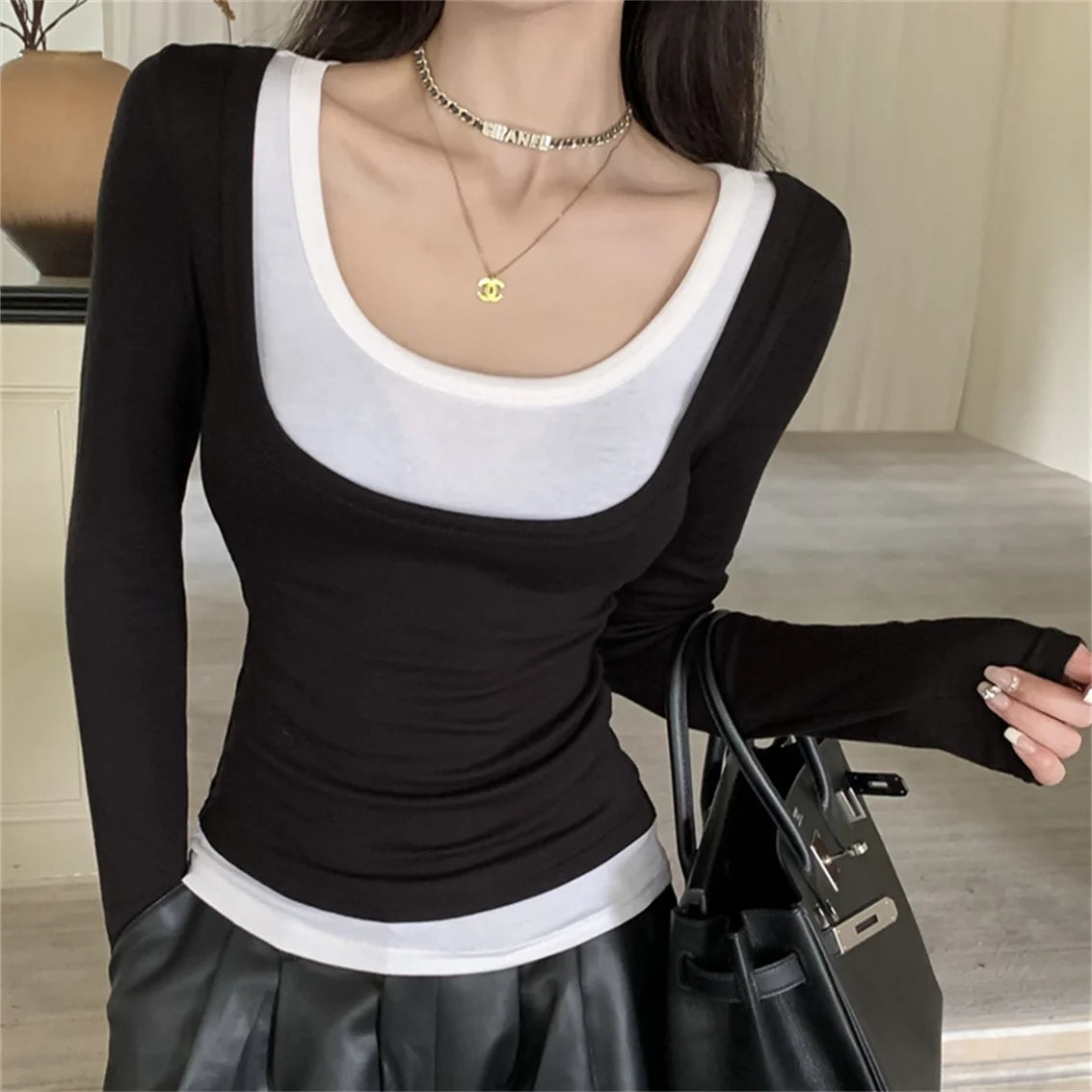 Aiertu  -  Sexy Women Slim Tees Office Lady Chic Autumn Elegant Full Sleeve High Street Bottoming New Mujer Daily T-Shirts Aiertu