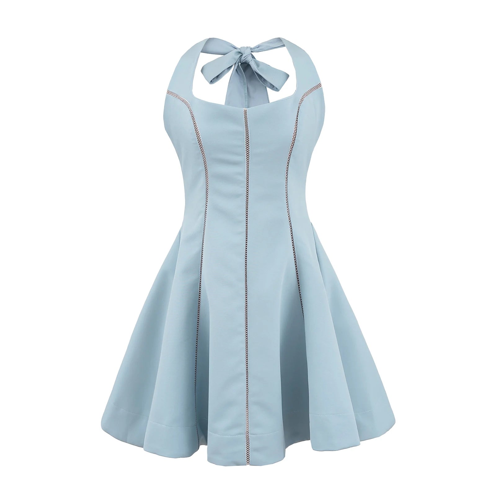 Aiertu  -  4 colors Sexy Bow Halter Sling Dress Women Spliced Hollow Out Hole Line Slim Waist Ball Gown Backless Dresses Party Robe Aiertu