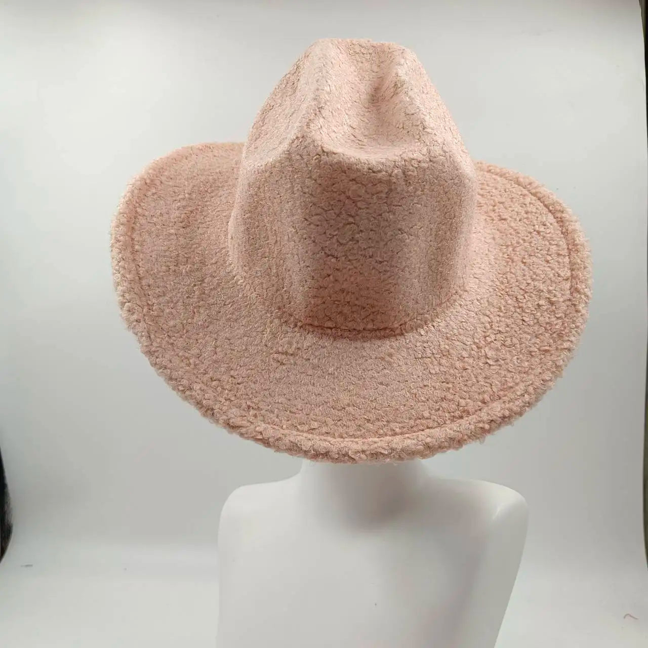 Aiertu  -  Fedora Hat Emerald Green Plush Cowboy Hat Material New Jazz Hat European and American Fashion Hat Big Brim Hat Aiertu