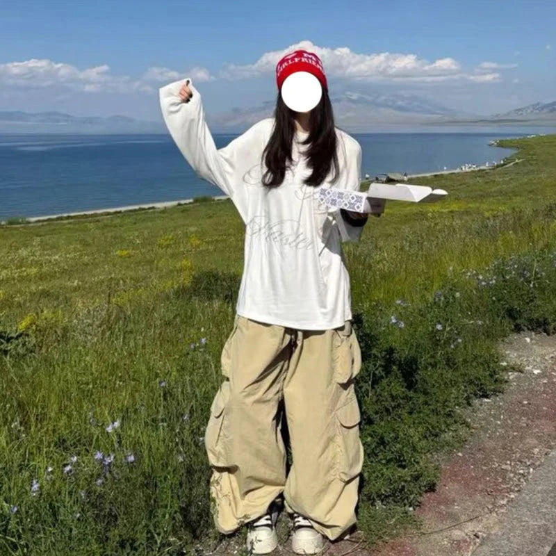 Aiertu    -  Y2K Cargo Pants Women Fashion Baggy Sweatpants Harajuku Streetwear Wide Leg Joggers Summer Gyaru Korean Casual Trousers Aiertu