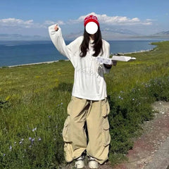 Aiertu    -  Y2K Cargo Pants Women Fashion Baggy Sweatpants Harajuku Streetwear Wide Leg Joggers Summer Gyaru Korean Casual Trousers Aiertu