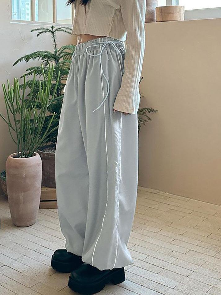 Aiertu  Low Rise Striped Loose-Fit Wide-Leg Sweatpants Aiertu