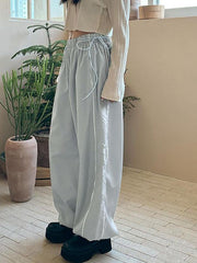 Aiertu  Low Rise Striped Loose-Fit Wide-Leg Sweatpants Aiertu