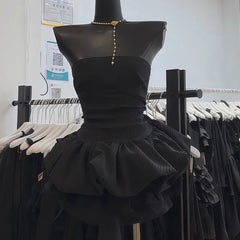 Aiertu  -  Vintage Black Mini Dress Women Party Prom Sexy Strapless Ball Gown Dresses Summer Korean Bodycon Design A Line Vestidos Aiertu