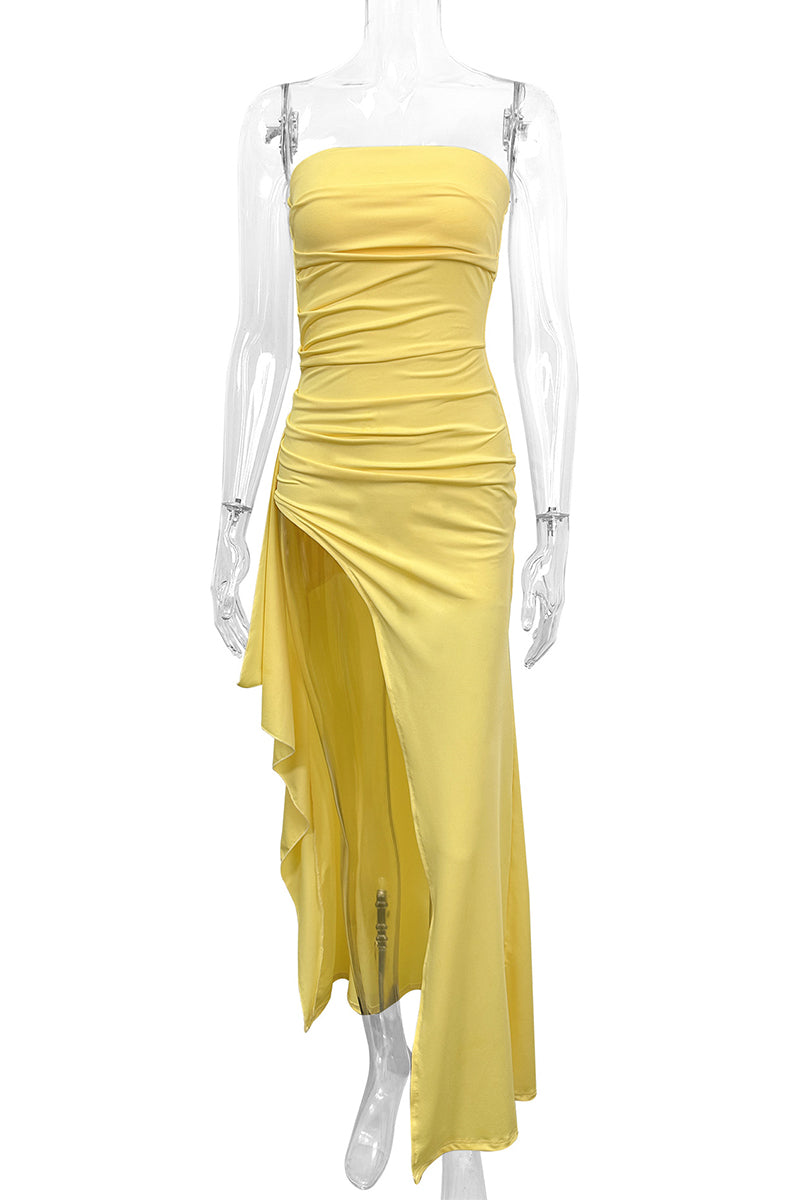 Aiertu  -  Sexy Slit Flounce Strapless Evening Dresses Aiertu