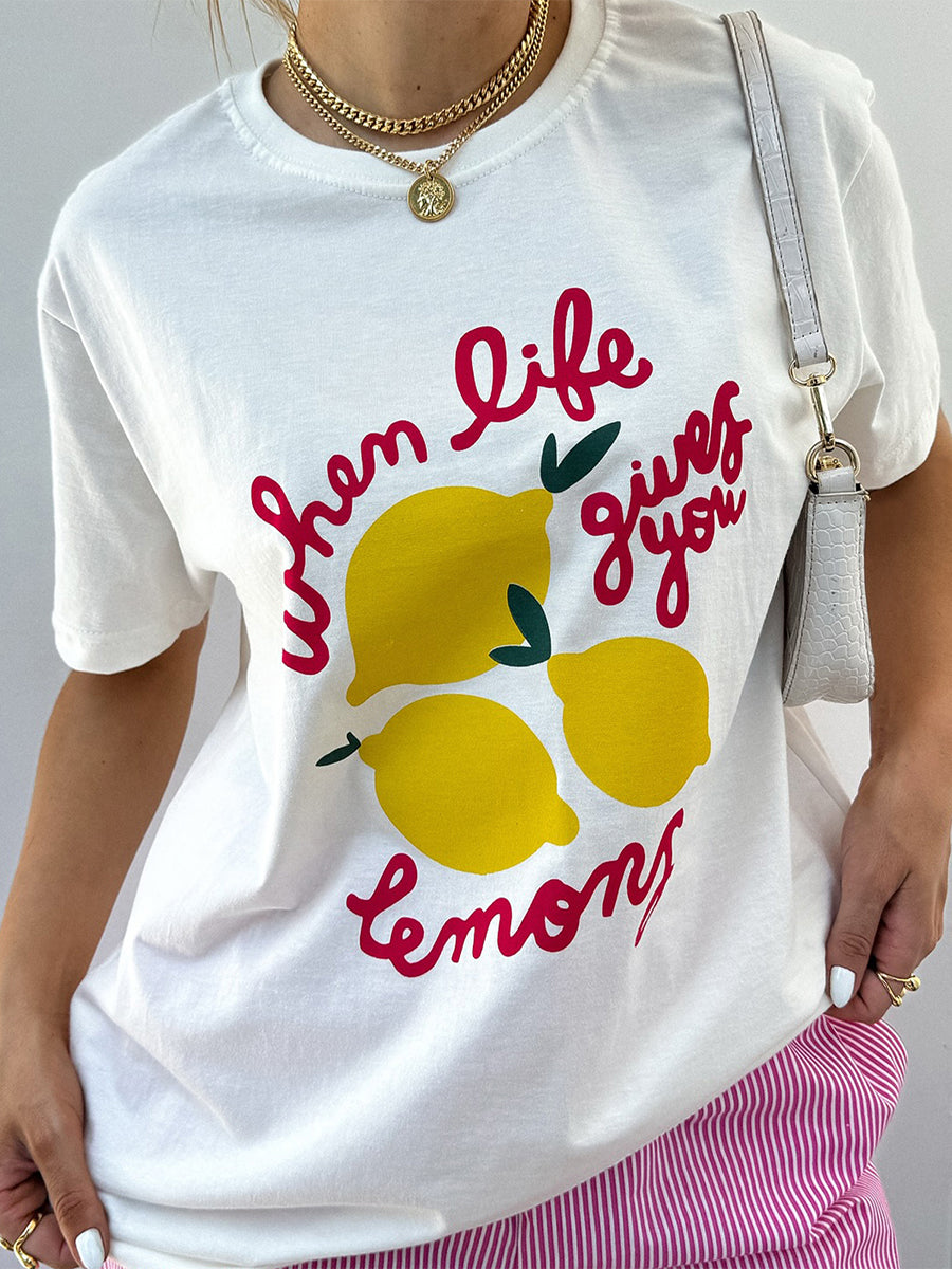 Aiertu  -  Women Y2k Graphic Short Sleeve T-Shirts Bow/Dessert/Lemon Print Aesthetic Oversized Shirts Summer O Neck Loose Tops Streetwear Aiertu
