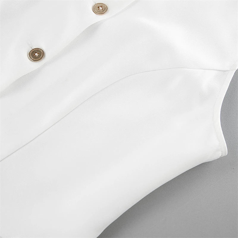 Aiertu  -  New Summer Women Vest Shirt Elegant Office Lady Tops Female Sleeveless White Shirt Stand Collar White Slim Tank 여성나시 Aiertu
