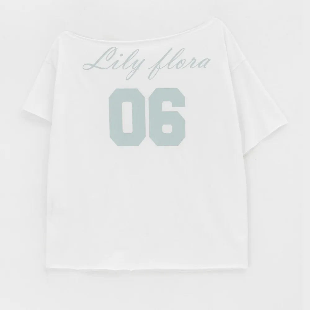Aiertu  -  Spring Summer New American Spice Girl Off Shoulder Loose Short Sleeved T-shirt Trendy Letter Aesthetic Grunge Y2k Top Aiertu
