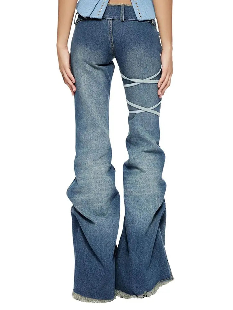 Aiertu  -  Vintage Blue Y2k Jeans Women High Street Wide Leg Denim Trousers Harajuku Retro Fashion Casual Hotweeet Jeans Aesthetic Aiertu