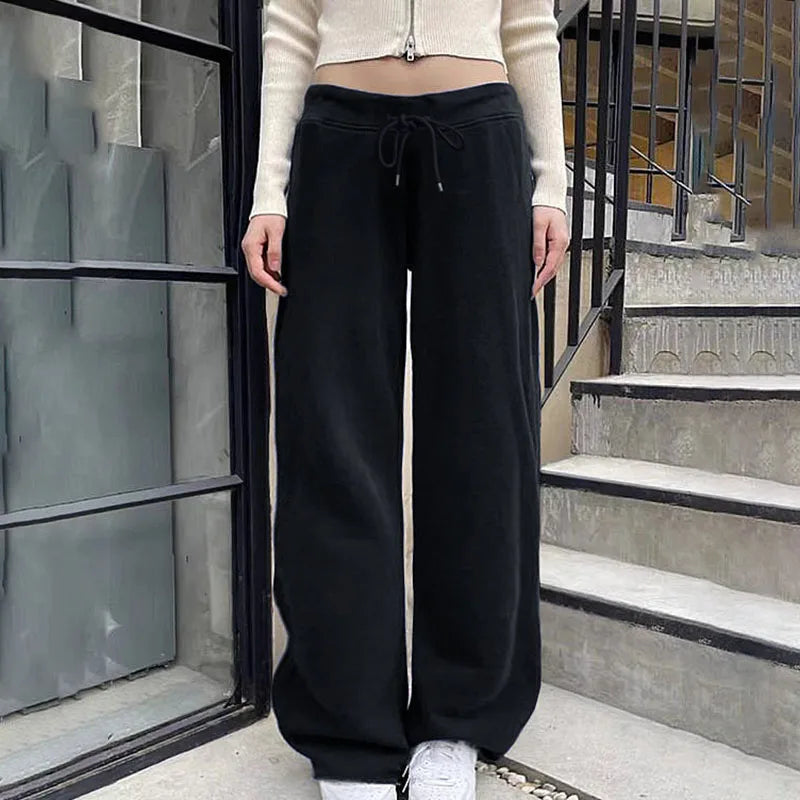 Aiertu  -  Casual Solid Basic Knitted Women Pants Sweatpants Straight Leg Streetwear Autumn Winter Full Length Trousers Bottoms Aiertu