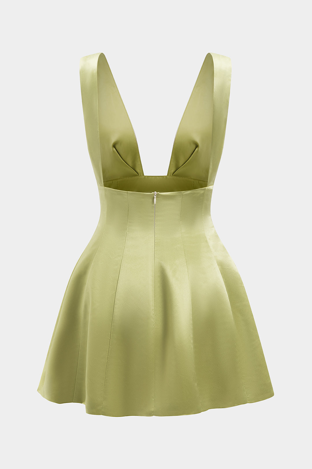 Aiertu  -  Satin Backless Pleated Sleeveless Mini Dress Aiertu
