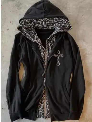 Aiertu  -  High Street Y2k Vintage Lace Slim Fit Zipper Hoodie Goth Grunge Hip Hop Premium Cotton Casual Harajuku Hottie Sexy Long Sleeve Aiertu