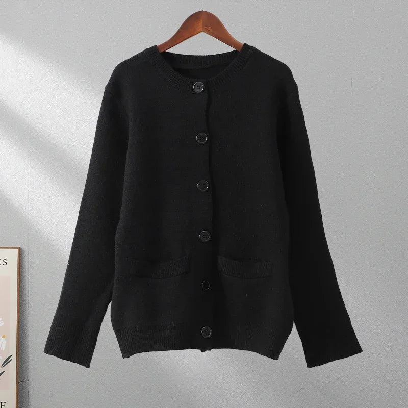 Aiertu  -  Fashion Chic Solid Knitted Cardigan For Women O Neck Long Sleeve Single Breasted Sweater 2026 Autumn Female Commuting Streetwear Aiertu