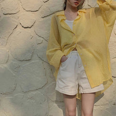 Aiertu Striped Sun Proof Shirts Women Korean Oversized Sunscreen Blouses Summer Streetwear Long Sleeve Casual Sun Protection Top Aiertu