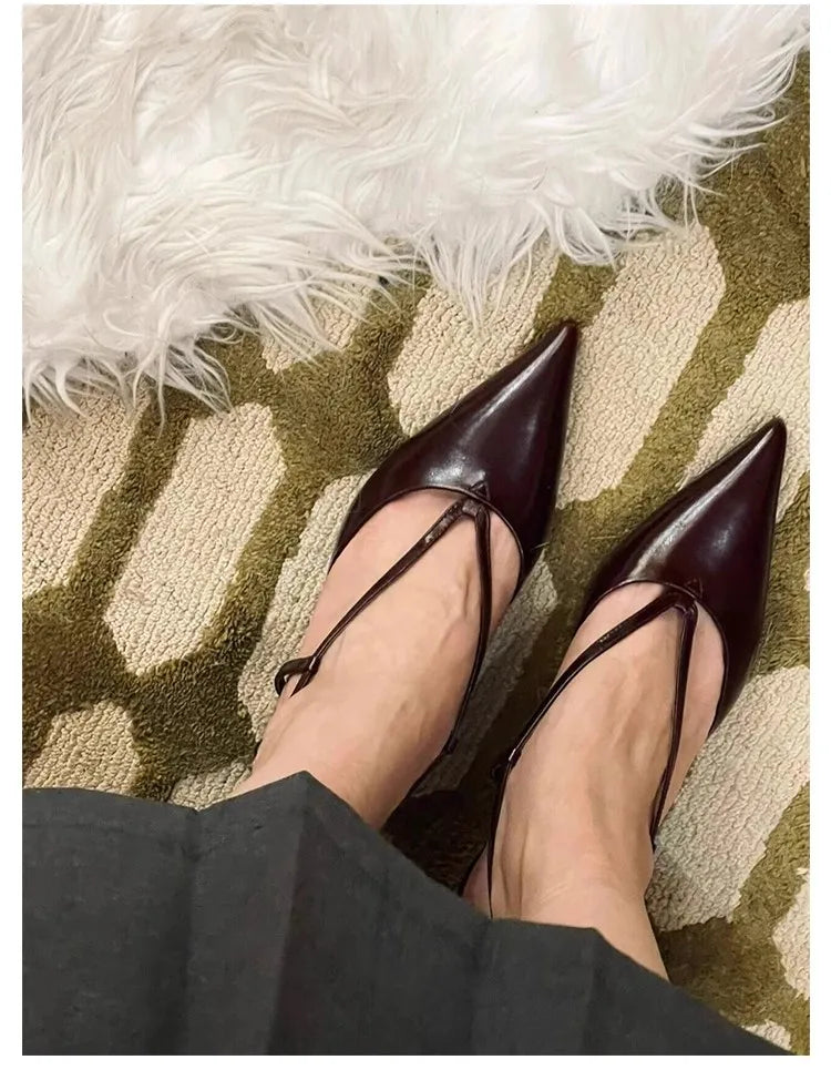 Aiertu  -  Women's French Retro Pointed Toe Wedge Heel Baotou Sandals Unique Design Thick Heel High Heels for Special Occasions Aiertu
