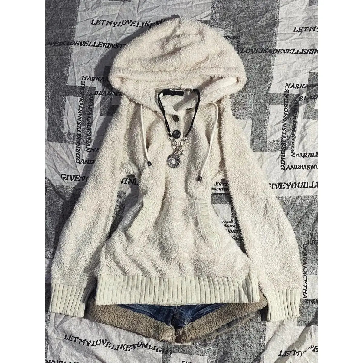 Aiertu  -  Hooded Furry Women Y2k Aesthetic Sweaters Autumn Slim Vintage Drawstring Pullovers Harajuku Knitted Fairy Pocket Jumpers Trendy Aiertu