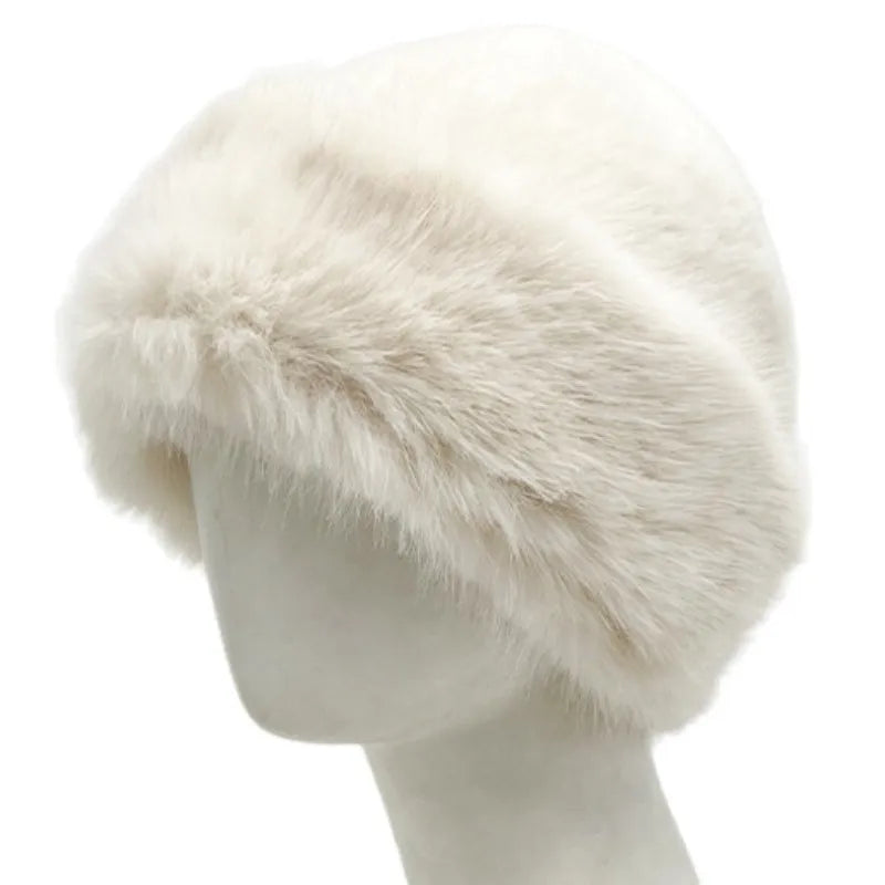 Aiertu  -  Winter Faux Fox Fur Bucket Hats For Women Soft Thickened Plush Fisherman Hat Outdoor Windproof Warm Beanies Caps Ski Panama Cap Aiertu