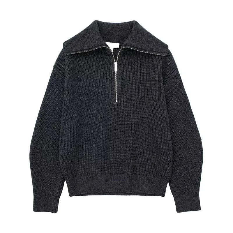 Aiertu  -  Striped Knitwear Women Sweaters  New Half Zipper Laple Thicken Casual Fashion Women Pulovers Autumn Winter Fashion Lady Knitwear Aiertu