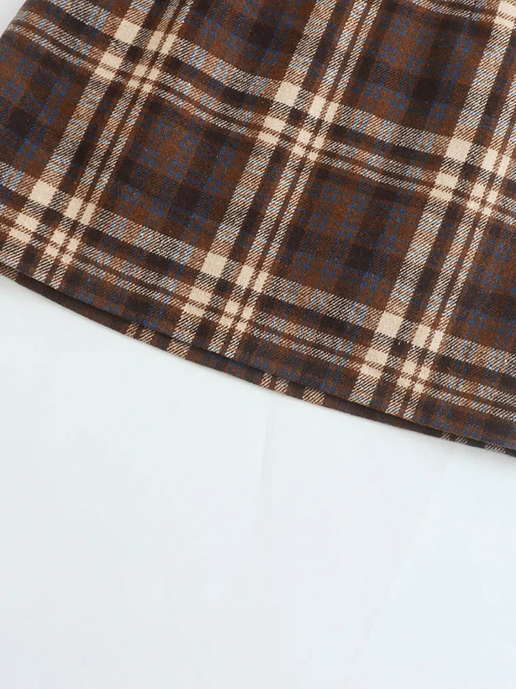 Aiertu  Women Fashion Plaid Back Zipper A-Line Mini Skirt Vintage High Waist Female Chic Lady Skirts Aiertu