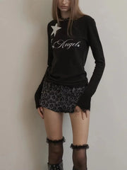 Aiertu  -  Spring American Vintage Elastic Slim Fit Long Sleeved T-shirt Women Casual Star Aesthetic Bottomshirt Spice Girls Y2k Top Aiertu
