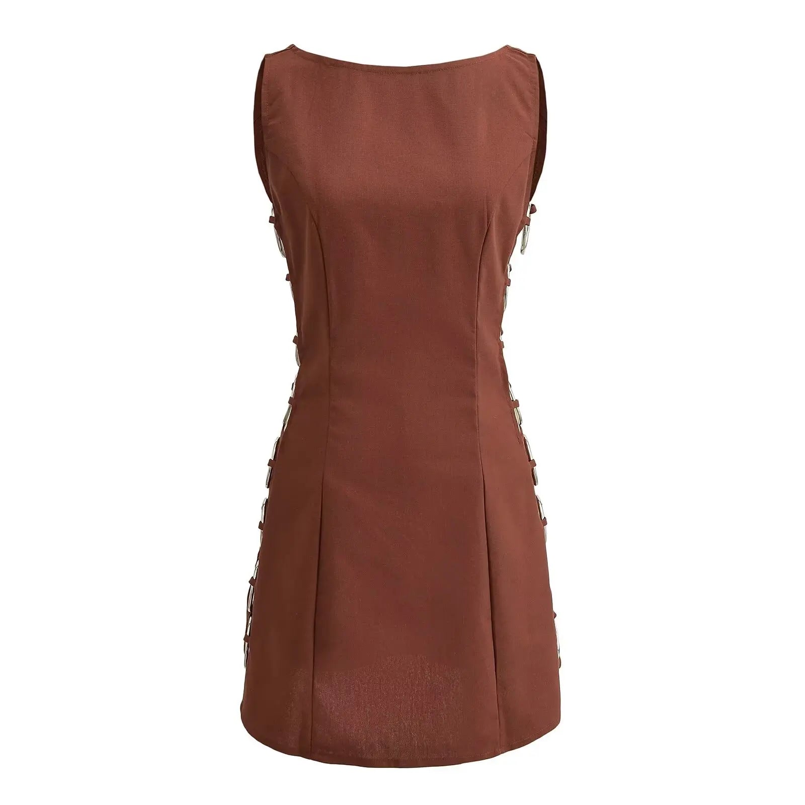 Aiertu  -  European and American style fashion sexy side circle decoration sleeveless dress female hot girl slim fit mini skirt Aiertu