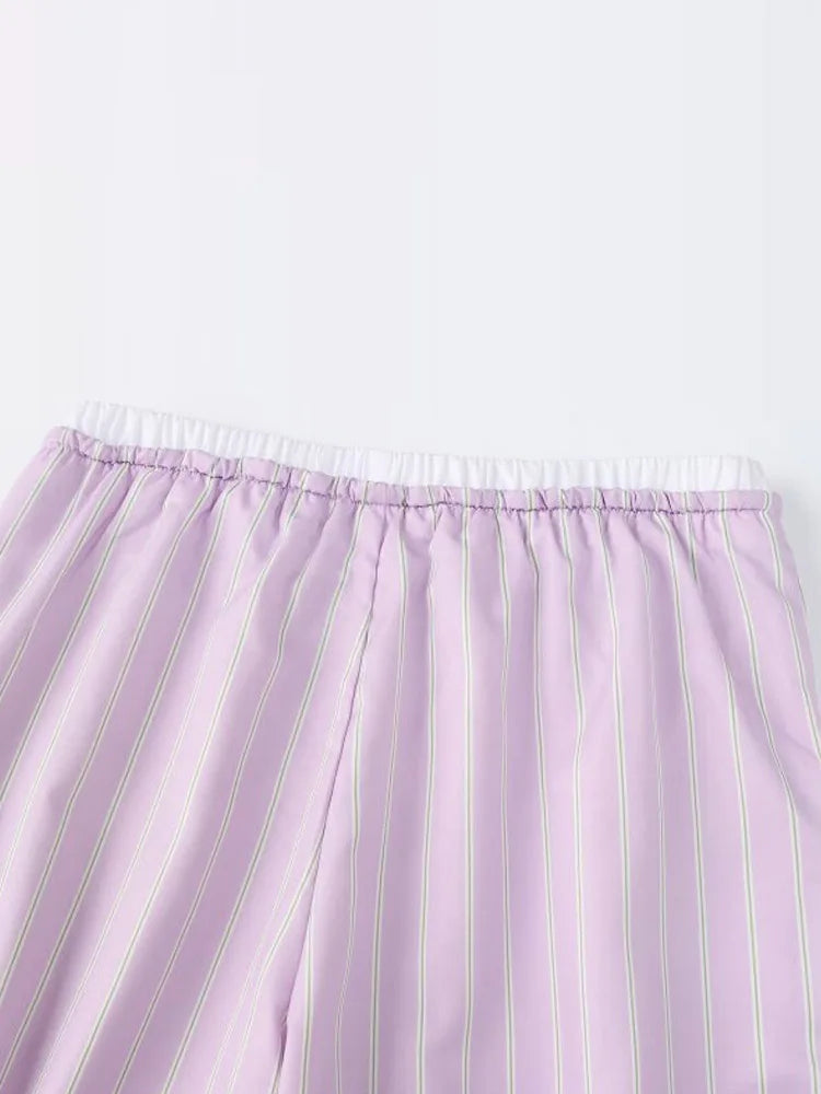 Aiertu  -  Women Summer Striped 2-Pieces Sets Sweet Camis Tank Tops and Trousers Female Elegant Street Two Suits Clothing Aiertu