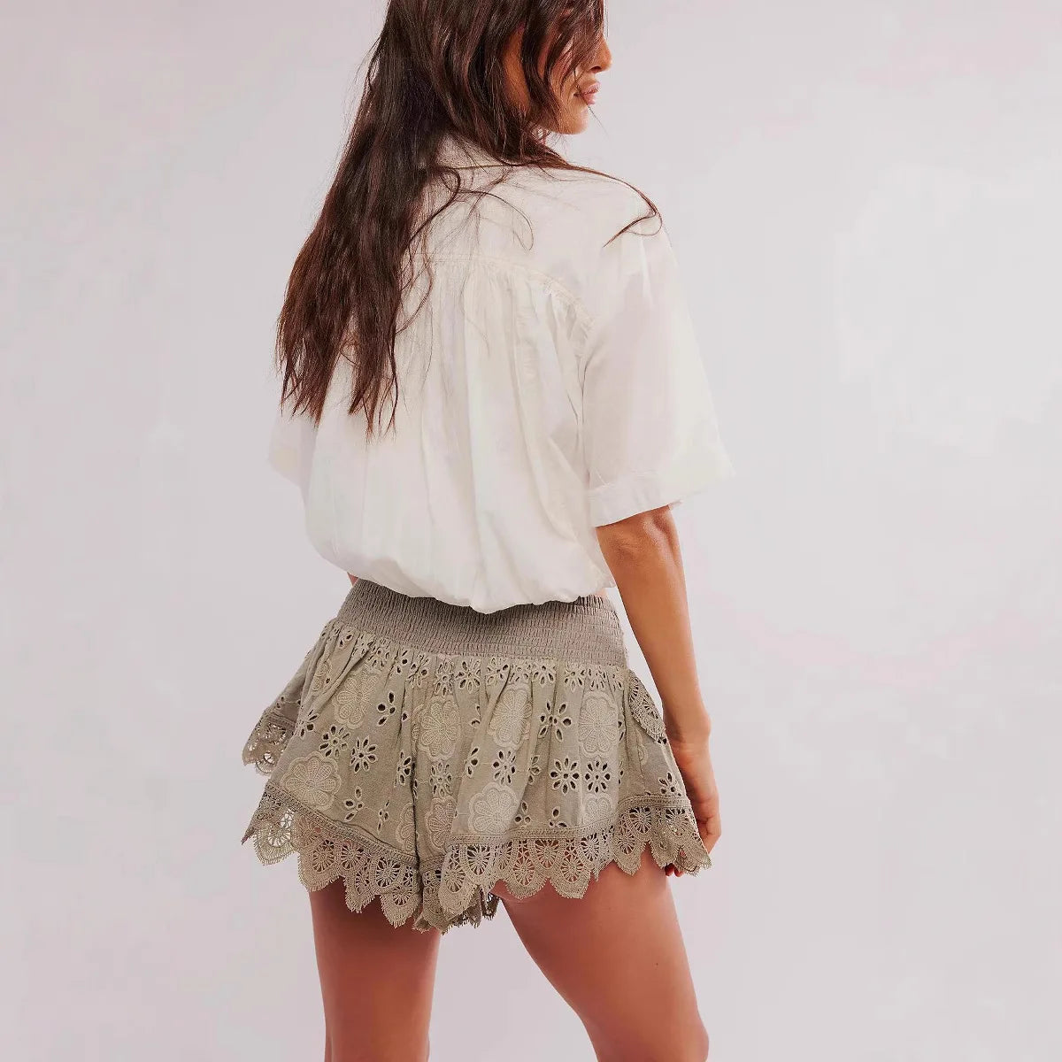 Aiertu  -  European cake multi-layer lace shorts skirt hot pants sexy babes high waist culottes Aiertu
