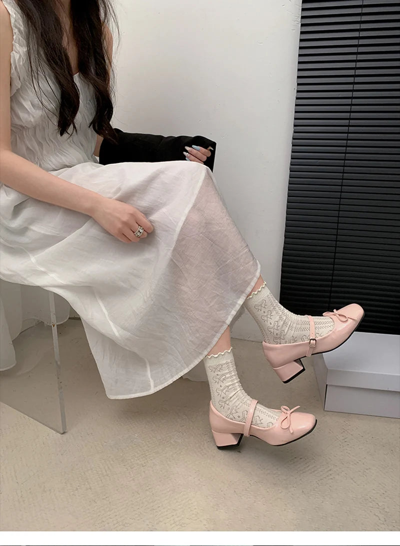 Aiertu  -  Patent Leather Women Mary Jane Shoes Fashion Shallow Butterfly-knot Shoes Spring Autumn Wedding Party Shoes Aiertu