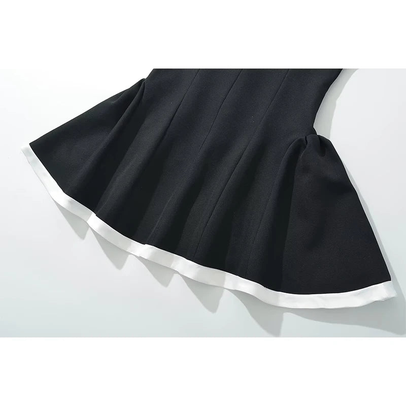 Aiertu  -  Elegant Women Black White Hit Color Sexy Off Shoulder Dress Short Sleeve Summer Evening Party Mini Dresses Ball Gown Robe Aiertu