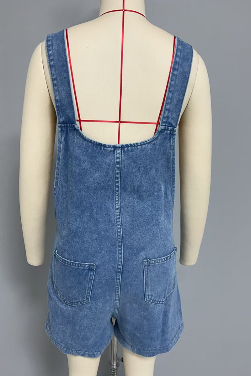 Aiertu  -Casual Pocket Buttons U Neck Loose Rompers aiertu
